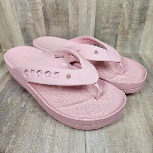 Crocs Size 9 Womans Pink Baya Platform Flip Sandals Shoes